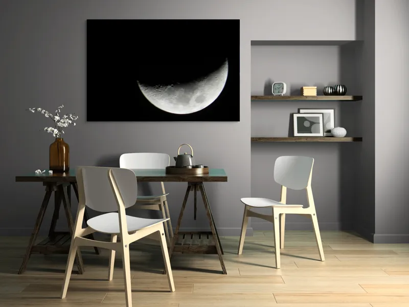 Tablou Canvas, "Albastrul întunecat al lunii pe cer", Lună, Semilună, Cer, Noapte, Umbre, Mister, Lumină, Culoare, 150 x 100 cm – poza 5