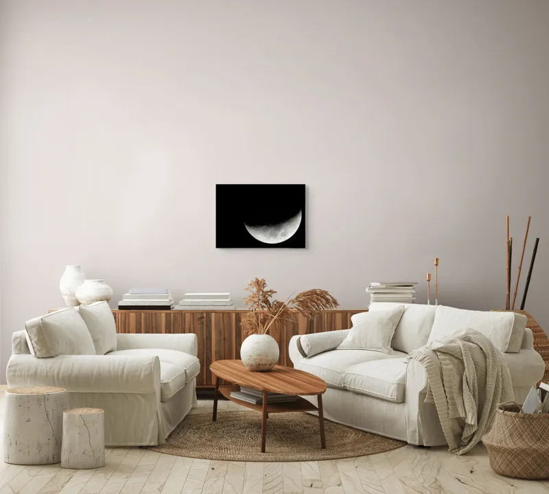 Tablou Canvas, "Albastrul întunecat al lunii pe cer", Lună, Semilună, Cer, Noapte, Umbre, Mister, Lumină, Culoare, 54 x 39 cm – poza 5