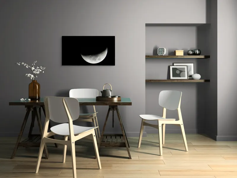 Tablou Canvas, "Albastrul întunecat al lunii pe cer", Lună, Semilună, Cer, Noapte, Umbre, Mister, Lumină, Culoare, 90 x 50 cm – poza 3