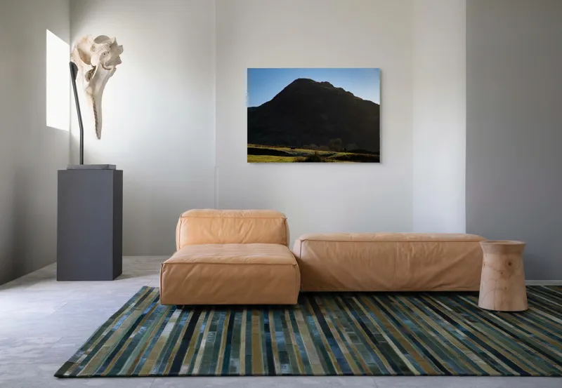 Tablou Canvas, "Silueta muntelui în lumina dimineții", Munte, Umbre, Apus, Pajiște, Solitudine, Contrast, Natură, Cer, Seară, Siluetă, 100 x 70 cm – poza 7