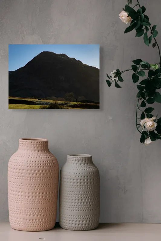 Tablou Canvas, "Silueta muntelui în lumina dimineții", Munte, Umbre, Apus, Pajiște, Solitudine, Contrast, Natură, Cer, Seară, Siluetă, 54 x 39 cm – poza 8