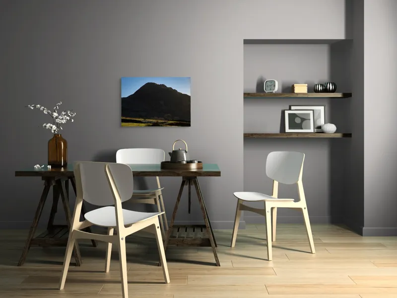 Tablou Canvas, "Silueta muntelui în lumina dimineții", Munte, Umbre, Apus, Pajiște, Solitudine, Contrast, Natură, Cer, Seară, Siluetă, 70 x 50 cm – poza 5