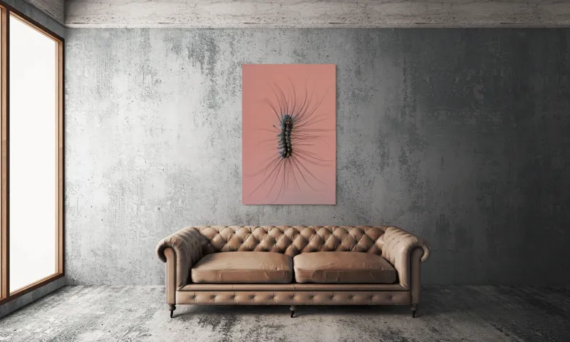 Tablou Canvas, "Omida Dansând pe Perete Roz", Mătase, Fire, Vibrație, Natură, Textură, Detaliu, Contrast, Moale, Liniar, Fragil, Organism, Pattern, Mistic, Încărcare, Creativitate, 100 x 150 cm – poza 6