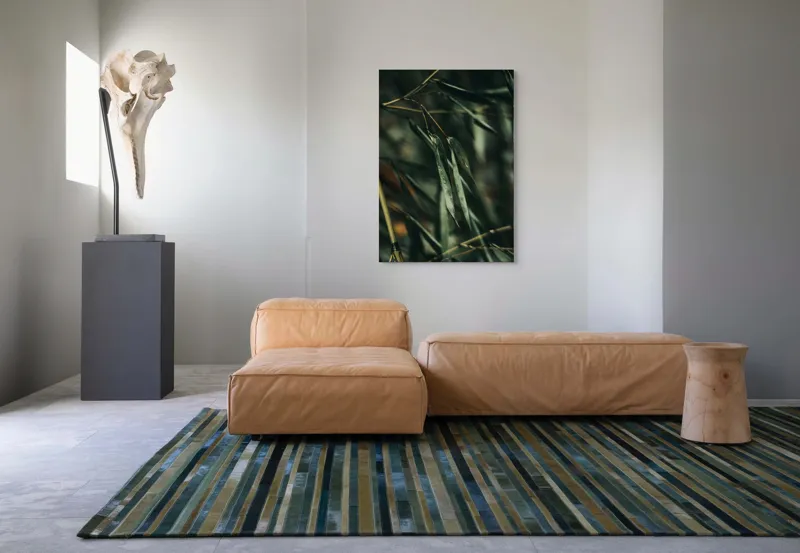Tablou Canvas, "Frunze de bambus în ploaie ușoară", Picături, Frunze, Verde, Natură, Bambuși, 70 x 100 cm – poza 7
