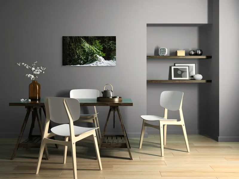 Tablou Canvas, "Brad mic sub razele soarelui", Brad, Zăpadă, Umbre, Lumină, Pădure, Iarnă, Natură, Răcoare., 90 x 50 cm – poza 3