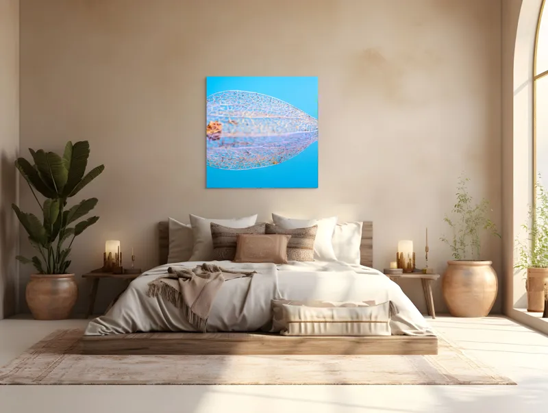 Tablou Canvas, "Armonia diafană a naturii fragile", Delicate, Transparent, Nature, Intricate, Veins, Fragile, Elegant, Blue, 100 x 100 cm – poza 4