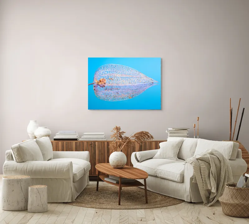 Tablou Canvas, "Armonia diafană a naturii fragile", Delicate, Transparent, Nature, Intricate, Veins, Fragile, Elegant, Blue, 100 x 70 cm – poza 3