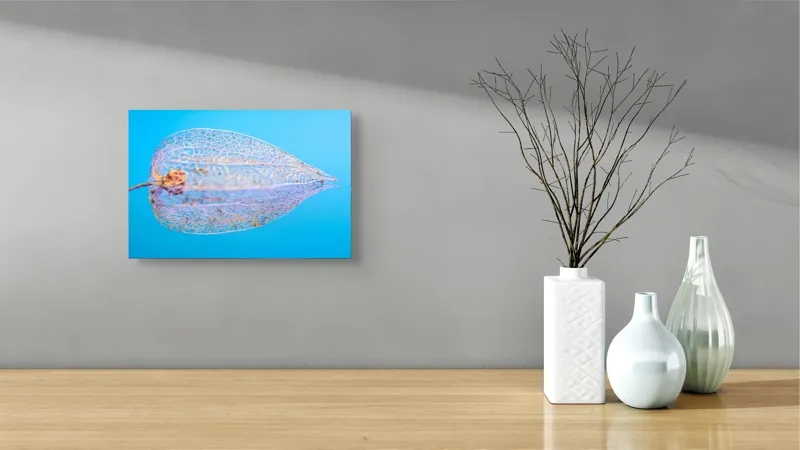 Tablou Canvas, "Armonia diafană a naturii fragile", Delicate, Transparent, Nature, Intricate, Veins, Fragile, Elegant, Blue, 39 x 26 cm – poza 8