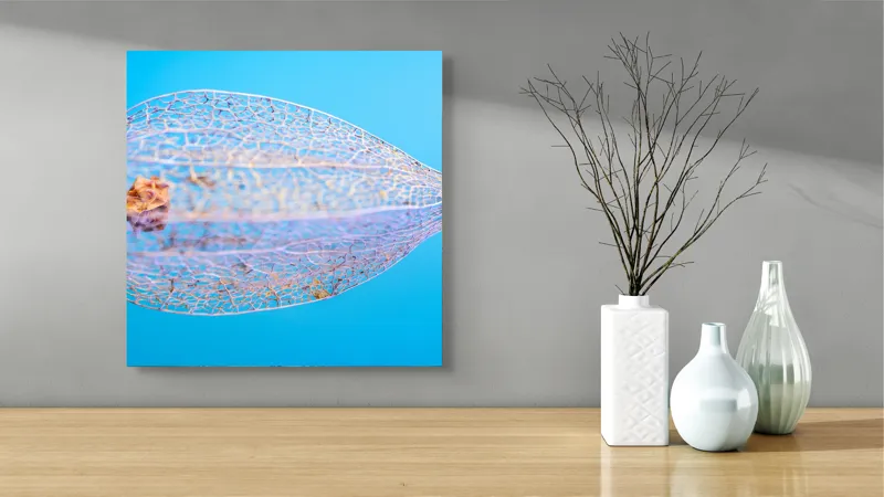 Tablou Canvas, "Armonia diafană a naturii fragile", Delicate, Transparent, Nature, Intricate, Veins, Fragile, Elegant, Blue, 50 x 50 cm – poza 3