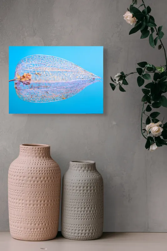Tablou Canvas, "Armonia diafană a naturii fragile", Delicate, Transparent, Nature, Intricate, Veins, Fragile, Elegant, Blue, 54 x 39 cm – poza 8