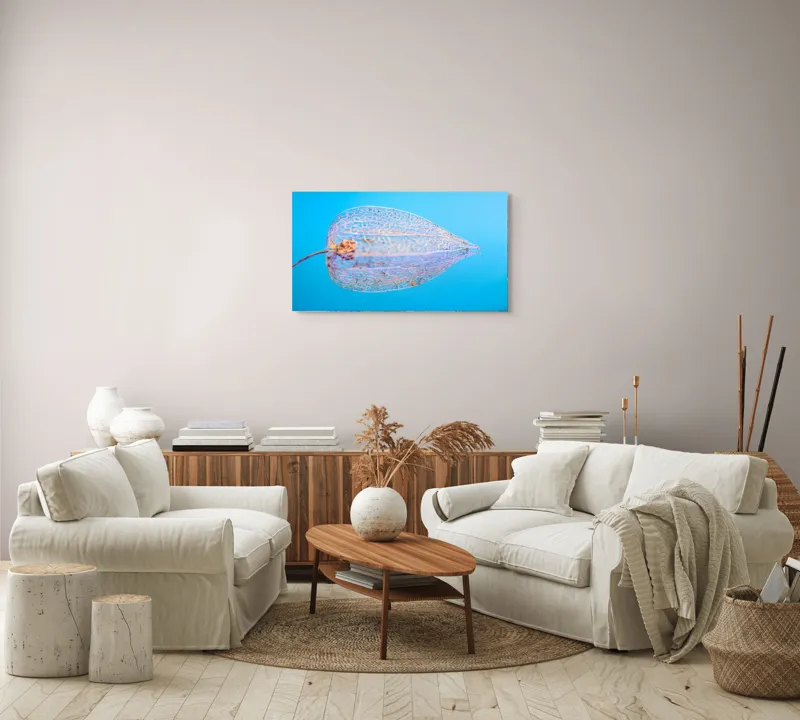 Tablou Canvas, "Armonia diafană a naturii fragile", Delicate, Transparent, Nature, Intricate, Veins, Fragile, Elegant, Blue, 90 x 50 cm – poza 4