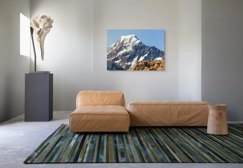 Tablou Canvas, "Un alpinist cucerește înălțimile mărețe", Munte, Zăpadă, Cer, Stânci, Alpinist, 100 x 70 cm – poza 7