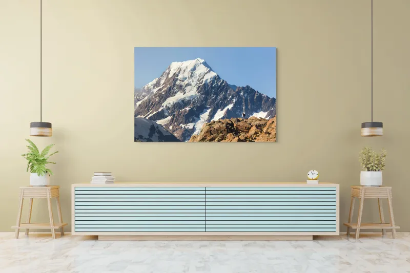 Tablou Canvas, "Un alpinist cucerește înălțimile mărețe", Munte, Zăpadă, Cer, Stânci, Alpinist, 150 x 100 cm – poza 6