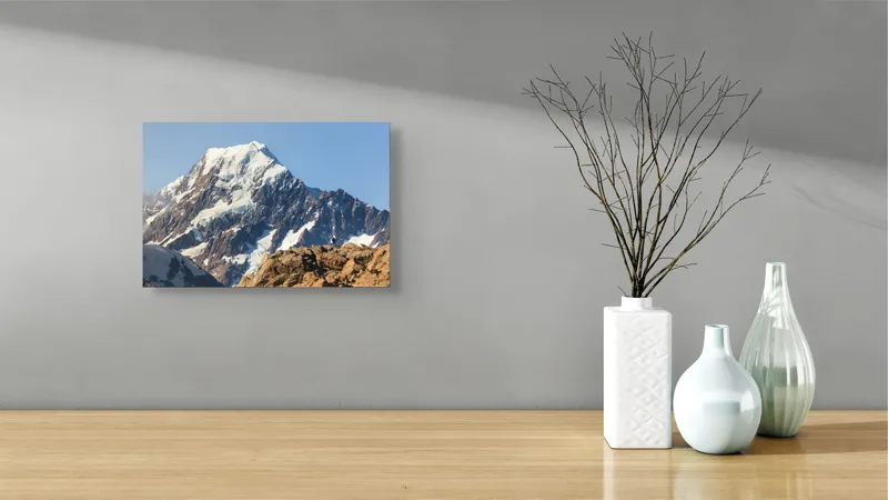 Tablou Canvas, "Un alpinist cucerește înălțimile mărețe", Munte, Zăpadă, Cer, Stânci, Alpinist, 39 x 26 cm – poza 8