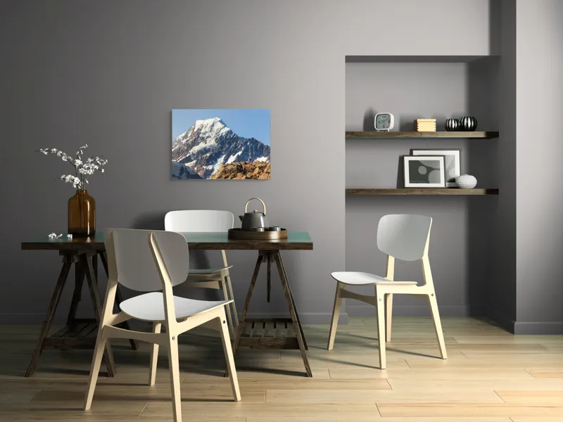 Tablou Canvas, "Un alpinist cucerește înălțimile mărețe", Munte, Zăpadă, Cer, Stânci, Alpinist, 70 x 50 cm – poza 5