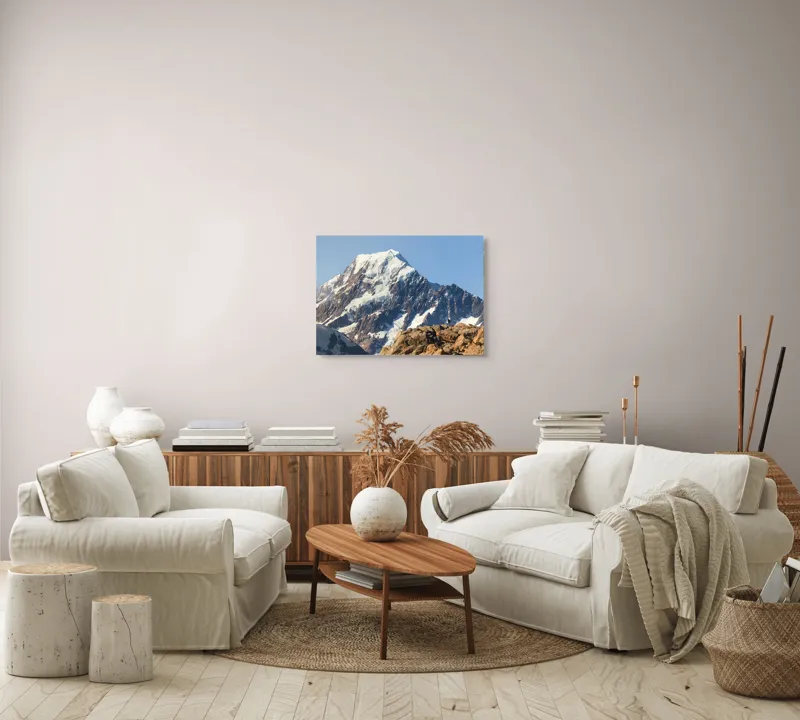 Tablou Canvas, "Un alpinist cucerește înălțimile mărețe", Munte, Zăpadă, Cer, Stânci, Alpinist, 70 x 50 cm – poza 6