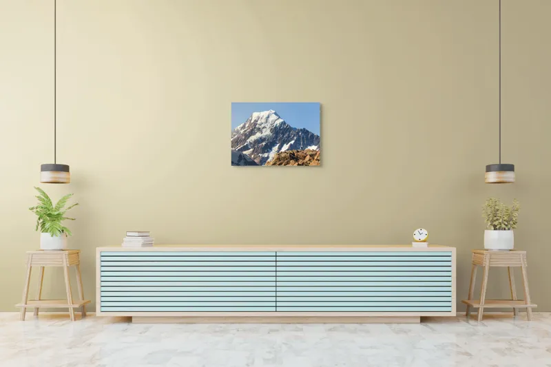 Tablou Canvas, "Un alpinist cucerește înălțimile mărețe", Munte, Zăpadă, Cer, Stânci, Alpinist, 70 x 50 cm – poza 7