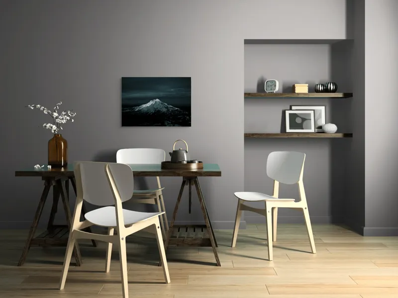 Tablou Canvas, "Lumina lunii peste muntele înzăpezit", Munte, Noapte, Zăpadă, Lumină, Cer, Imagine, Peisaj, Răcoare, Majestuos, 70 x 50 cm – poza 5