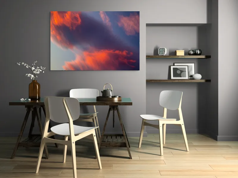 Tablou Canvas, "Pictură cerească în culori la apus", Nor, Apus, Culori, Dramatic, Cer, Foc, Misterios, Atmosferă., 150 x 100 cm – poza 5