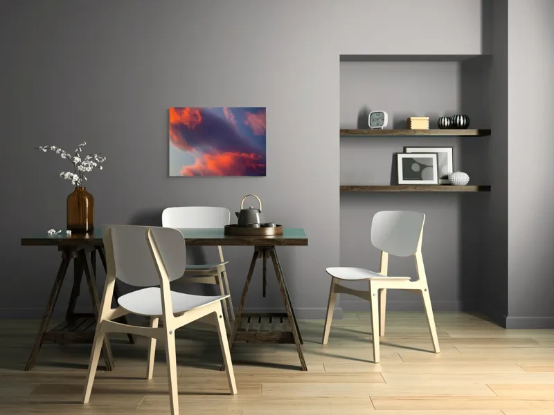 Tablou Canvas, "Pictură cerească în culori la apus", Nor, Apus, Culori, Dramatic, Cer, Foc, Misterios, Atmosferă., 70 x 50 cm – poza 5