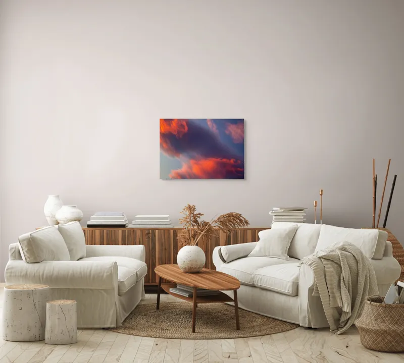 Tablou Canvas, "Pictură cerească în culori la apus", Nor, Apus, Culori, Dramatic, Cer, Foc, Misterios, Atmosferă., 70 x 50 cm – poza 6
