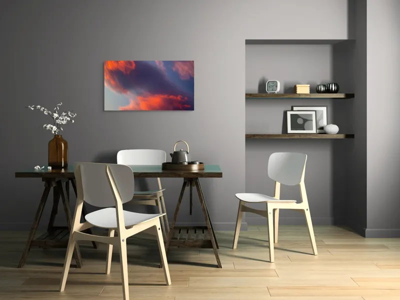 Tablou Canvas, "Pictură cerească în culori la apus", Nor, Apus, Culori, Dramatic, Cer, Foc, Misterios, Atmosferă., 90 x 50 cm – poza 3