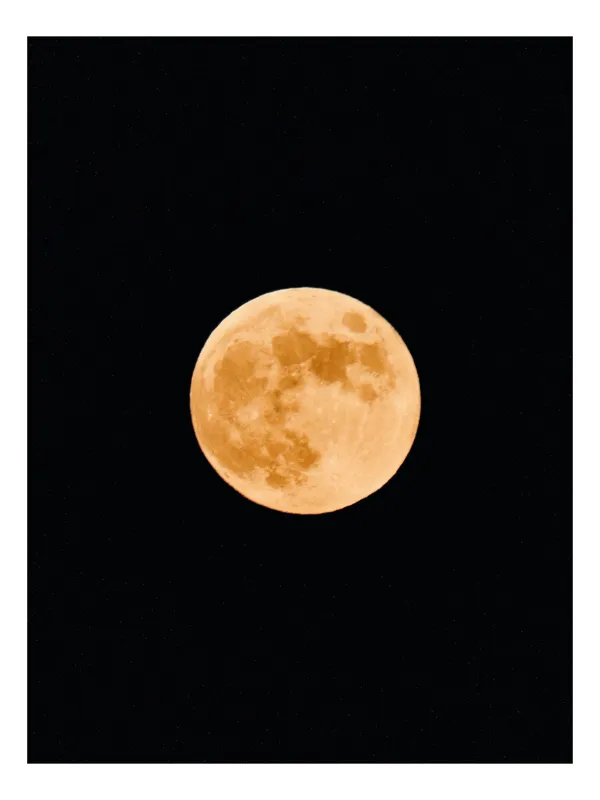 Tablou Canvas, "Luna plină luminând cerul nopții", Lună, Portocalie, Noapte, Cer, Strălucire, Mister, Frumusețe, Rotunjime, Contrast, Senzație, 50 x 50 cm