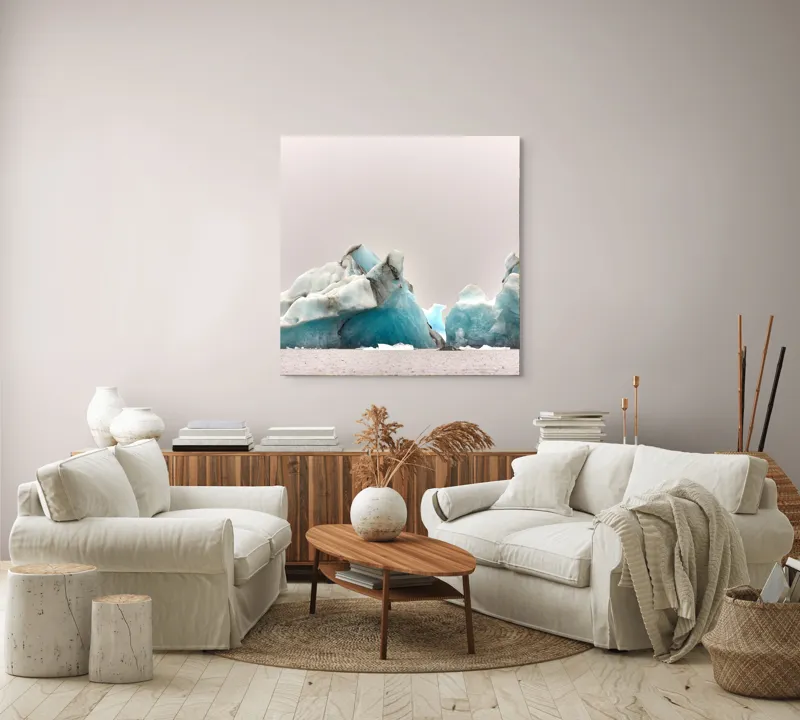 Tablou Canvas, "Tărâmul ghețurilor albastre misterioase", Gheață, Ocean, Ceață, Albastru, Rece, Liniște, Natură, 100 x 100 cm – poza 3