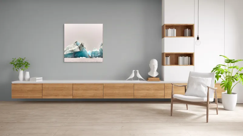 Tablou Canvas, "Tărâmul ghețurilor albastre misterioase", Gheață, Ocean, Ceață, Albastru, Rece, Liniște, Natură, 100 x 100 cm – poza 8