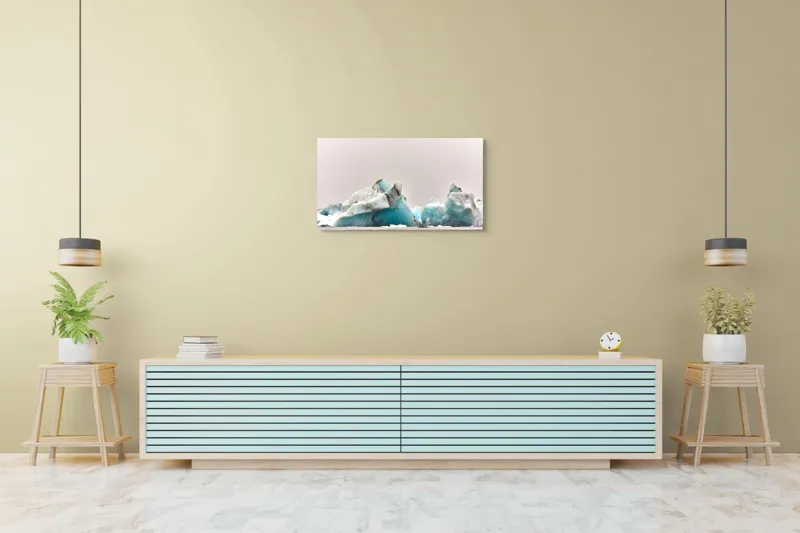 Tablou Canvas, "Tărâmul ghețurilor albastre misterioase", Gheață, Ocean, Ceață, Albastru, Rece, Liniște, Natură, 90 x 50 cm – poza 5