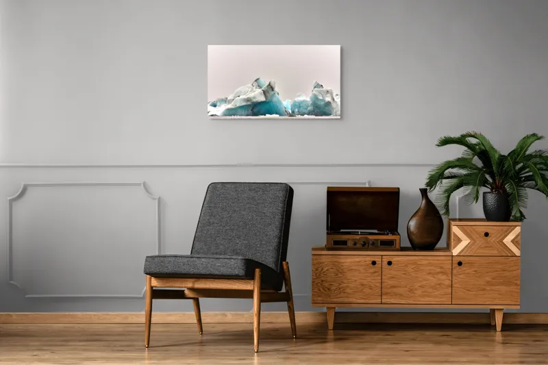 Tablou Canvas, "Tărâmul ghețurilor albastre misterioase", Gheață, Ocean, Ceață, Albastru, Rece, Liniște, Natură, 90 x 50 cm – poza 6