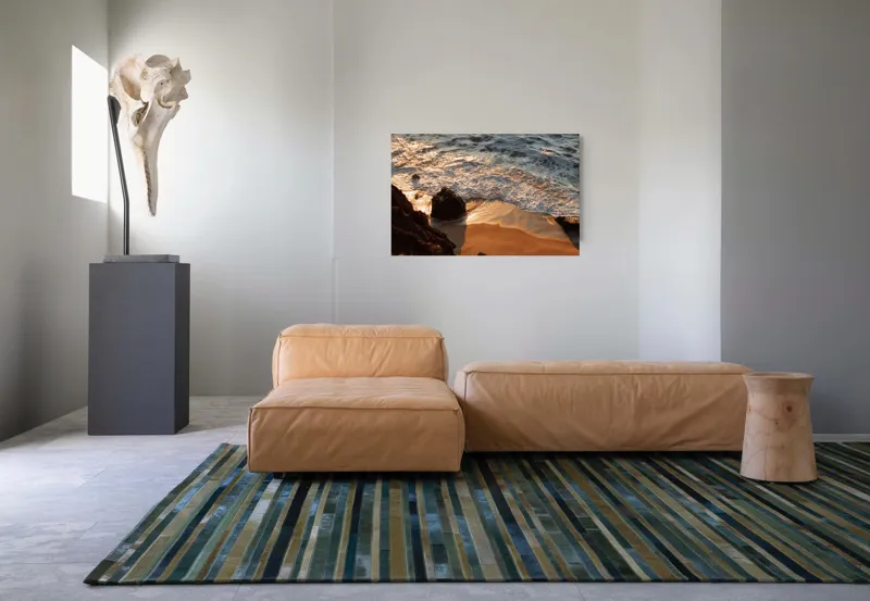 Tablou Canvas, "Reflexiile soarelui pe valuri line", Valuri, Nisip, Apus, Stânci, Spumă, 90 x 50 cm – poza 8