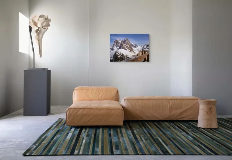 Tablou Canvas, "Drumul spre vârful înzăpezit alpin", Munte, Zăpadă, Cer, Stâncă, Potecă, Iarnă, Priveliște, Senin, Vârfuri, Natură, 70 x 50 cm – poza 8