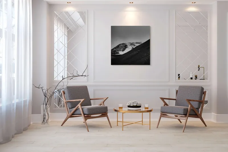 Tablou Canvas, "Munți austeri sub cer înnorat", Sumbru, Montan, Înghețat, Solitar, Noros, Pustiu, Rece, Abrupt, 100 x 100 cm – poza 7