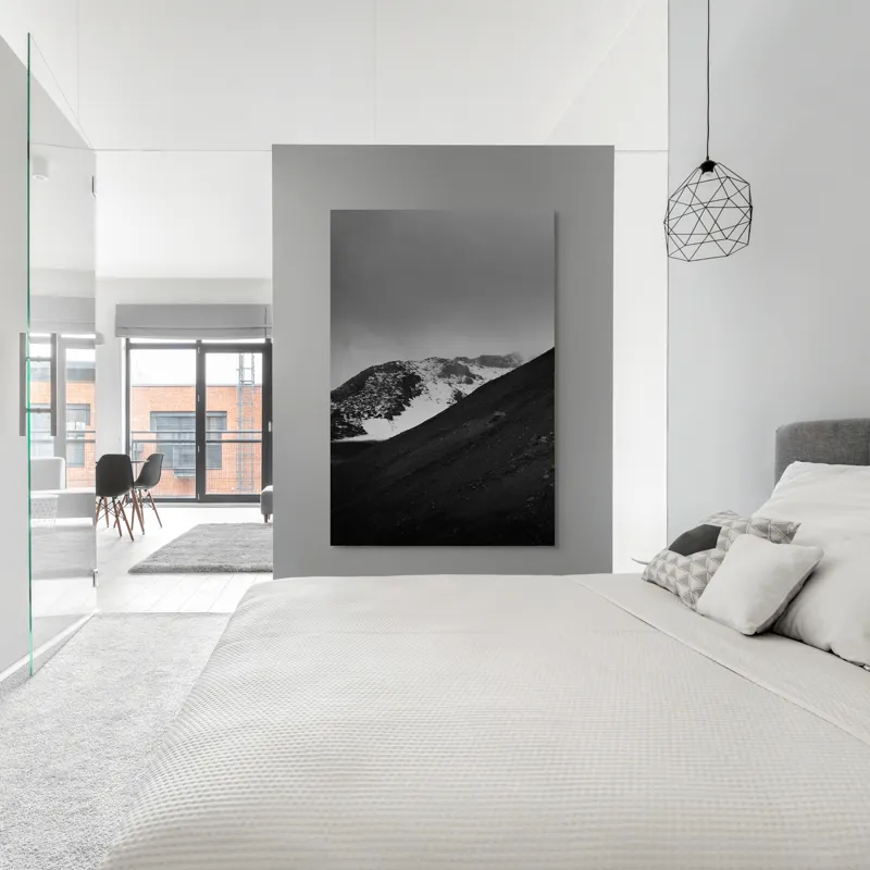 Tablou Canvas, "Munți austeri sub cer înnorat", Sumbru, Montan, Înghețat, Solitar, Noros, Pustiu, Rece, Abrupt, 100 x 150 cm – poza 5