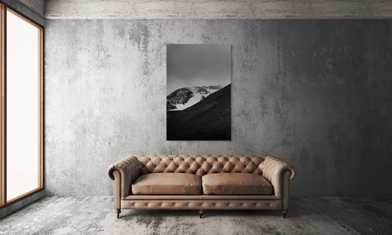 Tablou Canvas, "Munți austeri sub cer înnorat", Sumbru, Montan, Înghețat, Solitar, Noros, Pustiu, Rece, Abrupt, 100 x 150 cm – poza 6