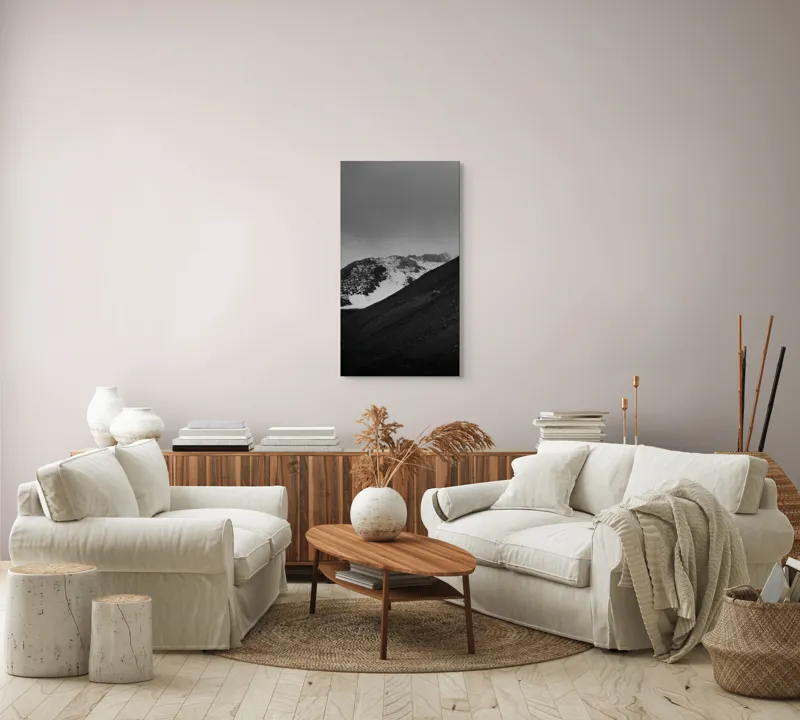 Tablou Canvas, "Munți austeri sub cer înnorat", Sumbru, Montan, Înghețat, Solitar, Noros, Pustiu, Rece, Abrupt, 50 x 90 cm – poza 7