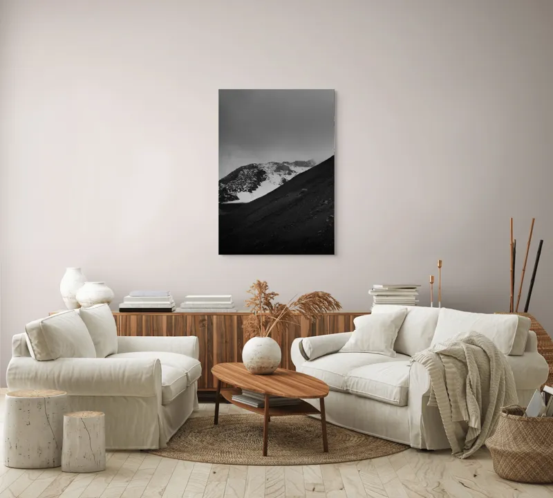 Tablou Canvas, "Munți austeri sub cer înnorat", Sumbru, Montan, Înghețat, Solitar, Noros, Pustiu, Rece, Abrupt, 70 x 100 cm – poza 4