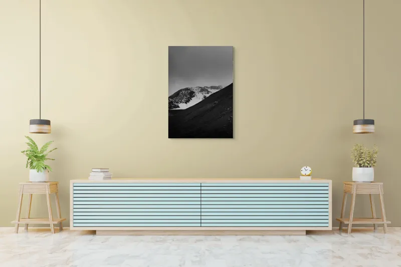 Tablou Canvas, "Munți austeri sub cer înnorat", Sumbru, Montan, Înghețat, Solitar, Noros, Pustiu, Rece, Abrupt, 70 x 100 cm – poza 5