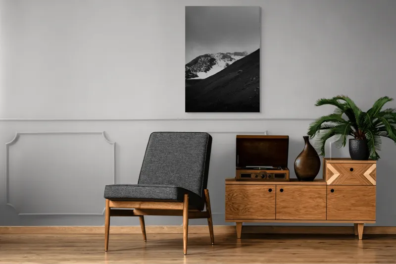 Tablou Canvas, "Munți austeri sub cer înnorat", Sumbru, Montan, Înghețat, Solitar, Noros, Pustiu, Rece, Abrupt, 70 x 100 cm – poza 6