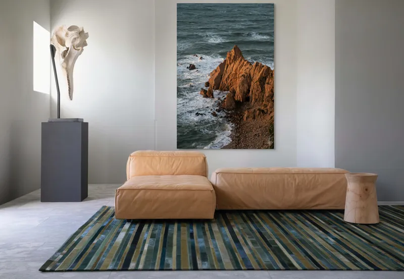 Tablou Canvas, "Ape sărate la stânci ascuțite", Stânci, Apus, Ocean, Valuri, Natură, Coastă, Peisaj, Dramatic, Stâncoasă, Înalțime., 100 x 150 cm – poza 7