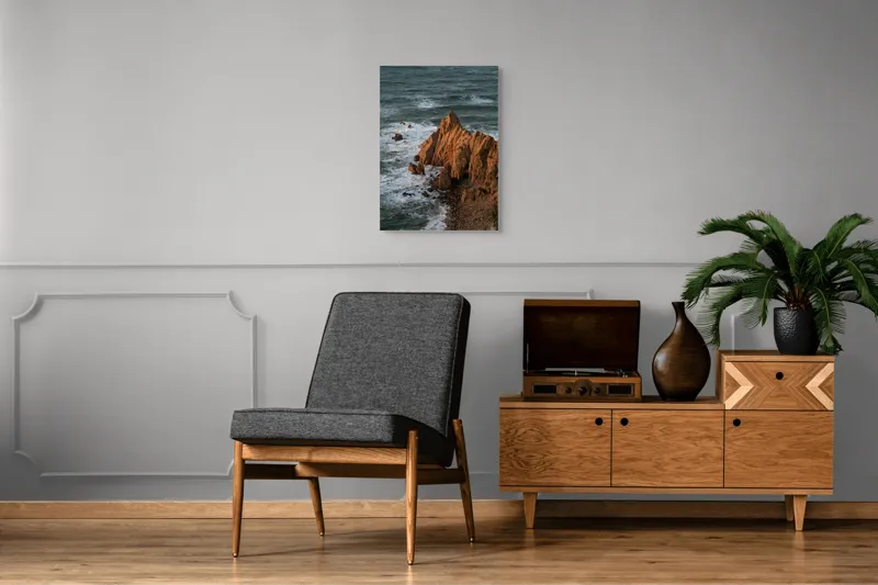 Tablou Canvas, "Ape sărate la stânci ascuțite", Stânci, Apus, Ocean, Valuri, Natură, Coastă, Peisaj, Dramatic, Stâncoasă, Înalțime., 50 x 70 cm – poza 8