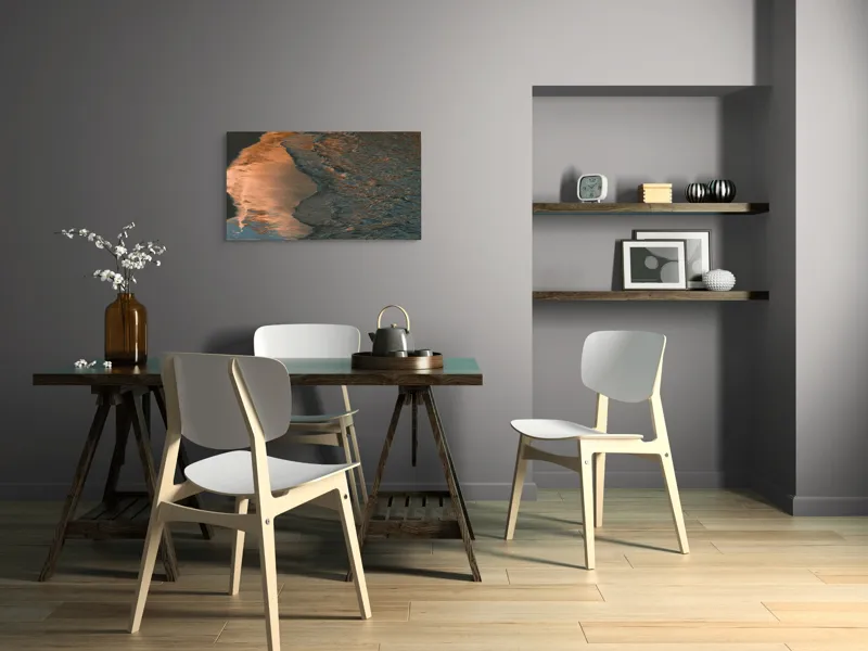 Tablou Canvas, "Reflexii ale amurgului pe mare", Apus, Reflexii, Valuri, Textură, Lumină, Mal, Apă, Calm., 90 x 50 cm – poza 3