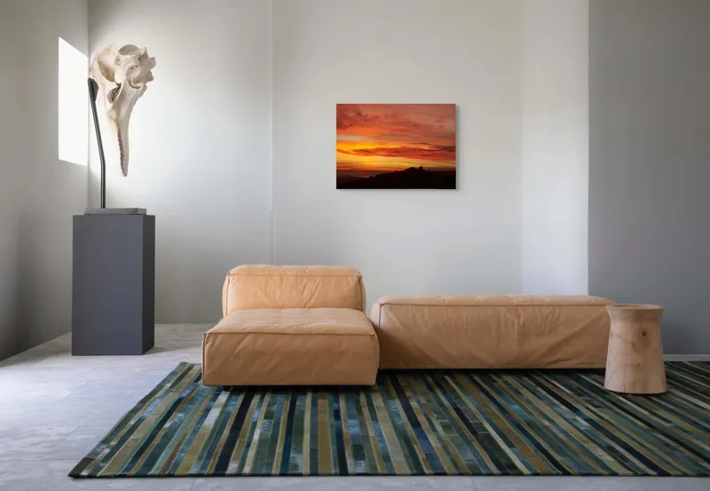 Tablou Canvas, "Răsărit de foc peste coline", Apus, Cer, Nor, Peisaj, Siluetă, Culoare, Horizon, Lumină, Gradienți, Timp, Natură, 70 x 50 cm – poza 8