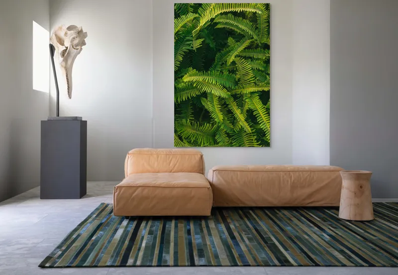 Tablou Canvas, "Ferigi verzi în lumina soarelui", Frunze, Verzi, Luxuriante, Natură, Abundență, Vegetație, Frumusețe, Vitalitate, Textură, Prospețime, 100 x 150 cm – poza 7