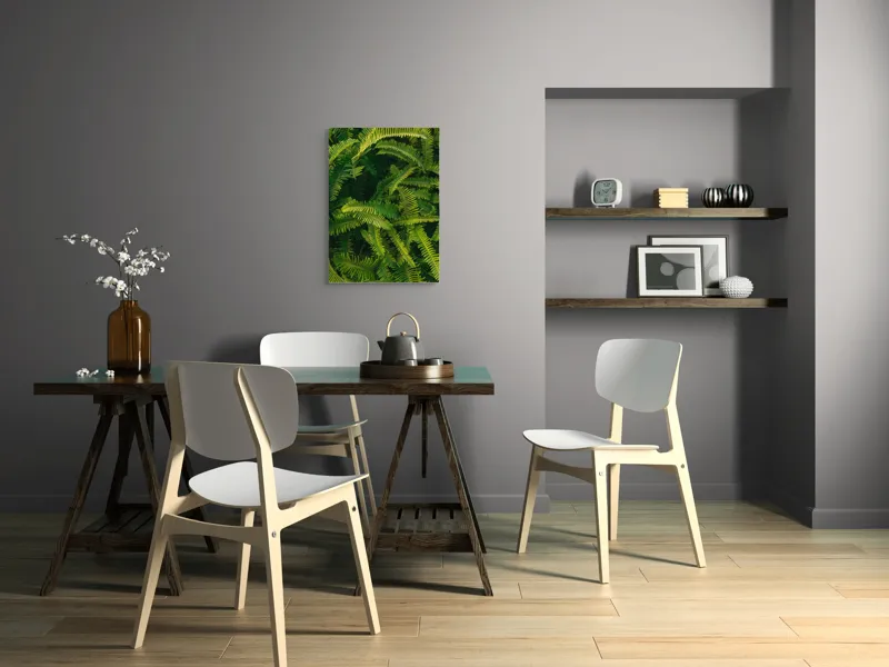 Tablou Canvas, "Ferigi verzi în lumina soarelui", Frunze, Verzi, Luxuriante, Natură, Abundență, Vegetație, Frumusețe, Vitalitate, Textură, Prospețime, 50 x 70 cm – poza 5