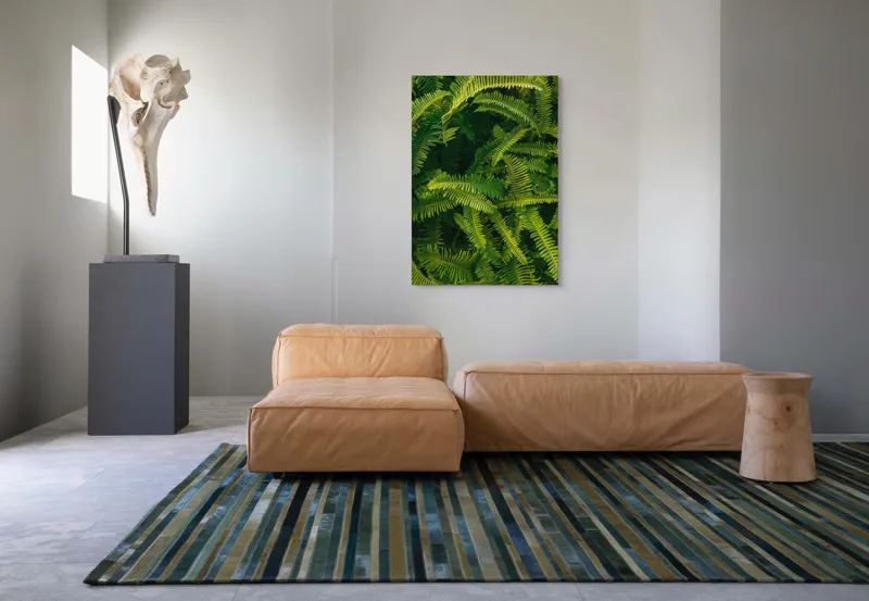 Tablou Canvas, "Ferigi verzi în lumina soarelui", Frunze, Verzi, Luxuriante, Natură, Abundență, Vegetație, Frumusețe, Vitalitate, Textură, Prospețime, 70 x 100 cm – poza 7