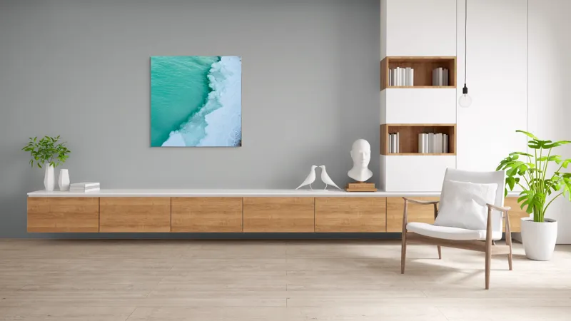 Tablou Canvas, "Valurile înghețate ale mării verzi", Turcoaz, Gheață, Ocean, Valuri, Mal, Spumă, Natură, Liniște, Frig, Contrast, 100 x 100 cm – poza 8