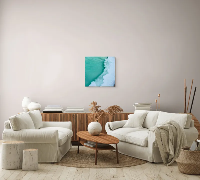 Tablou Canvas, "Valurile înghețate ale mării verzi", Turcoaz, Gheață, Ocean, Valuri, Mal, Spumă, Natură, Liniște, Frig, Contrast, 50 x 50 cm – poza 7