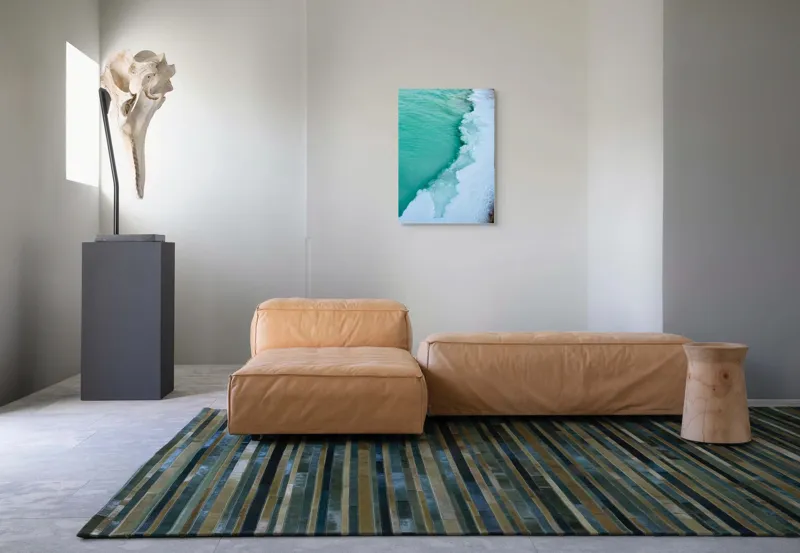 Tablou Canvas, "Valurile înghețate ale mării verzi", Turcoaz, Gheață, Ocean, Valuri, Mal, Spumă, Natură, Liniște, Frig, Contrast, 50 x 70 cm – poza 7